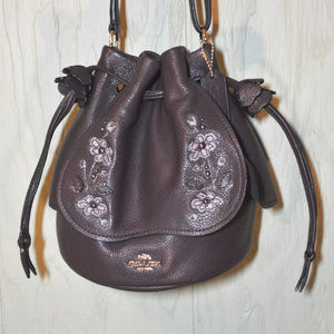 Coach Petal Embrodered Flower Drawstring Bag EUC